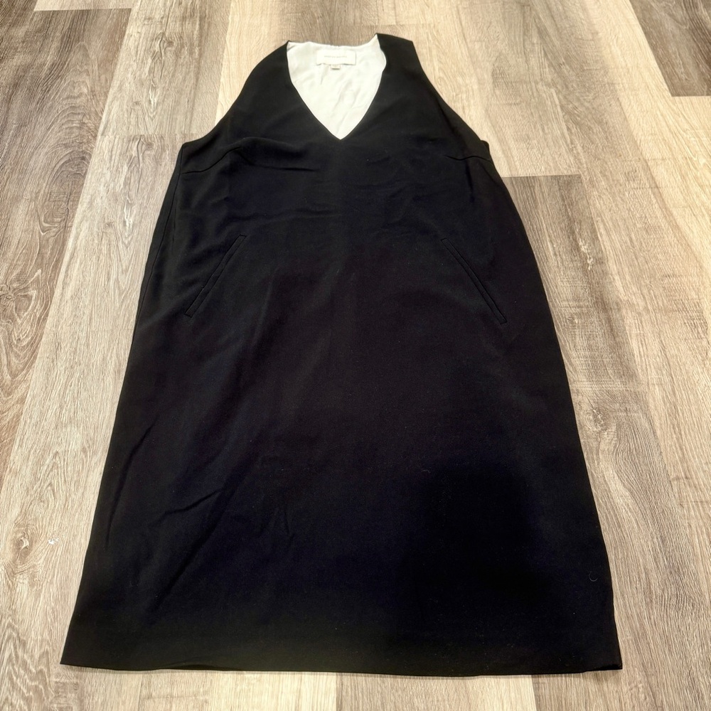 Brochu Walker Black V-Neck Sleeveless Dress with White Lining